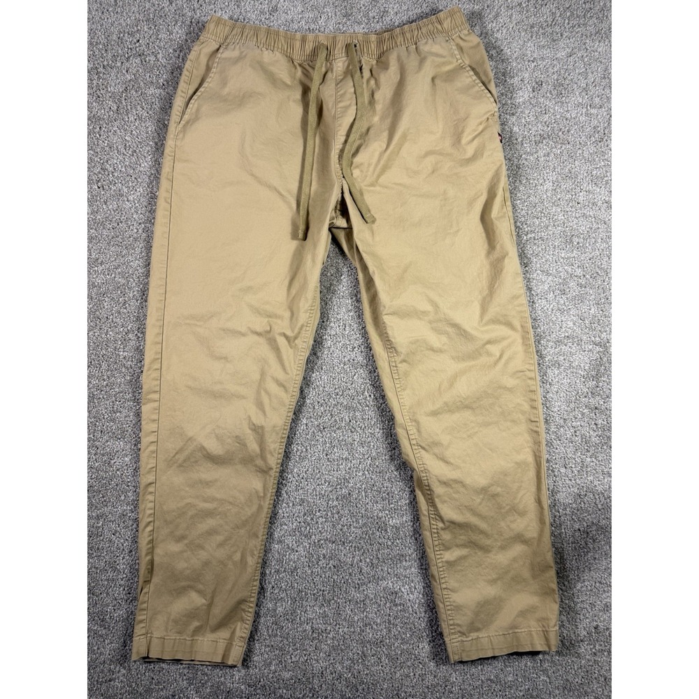 Quiksilver Men's Khaki Beige Elastic Waist Drawstring Casual Pants Size Large L